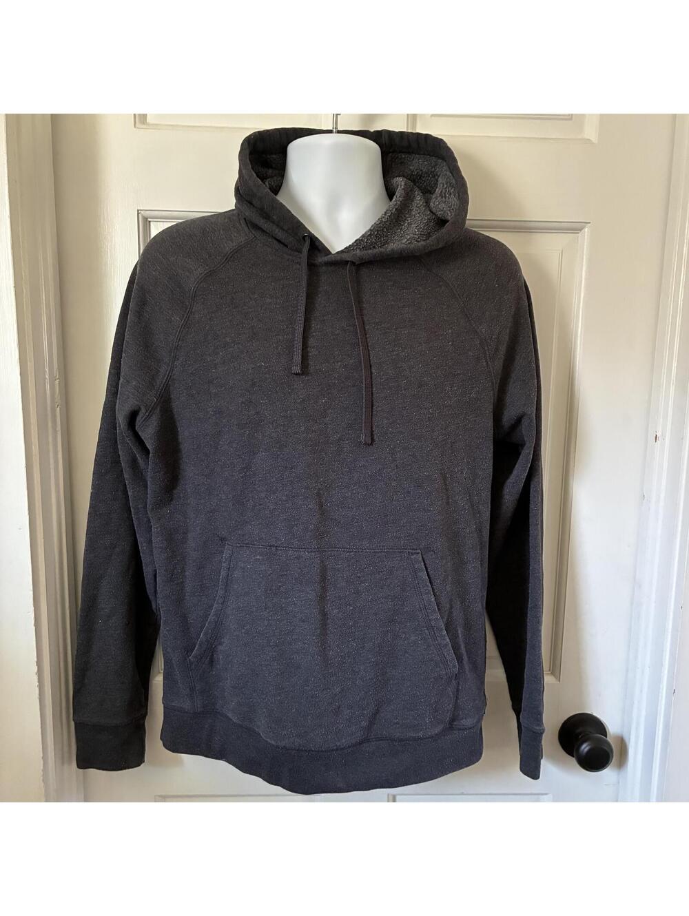 Men's Dark Heather Gray Tek Gear Hooded Sweatshirt Hoodie w Pockets - Medium